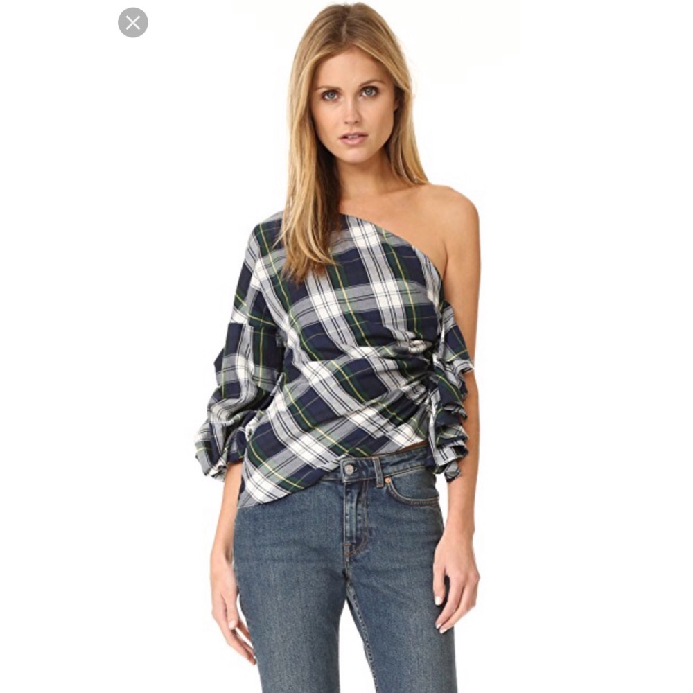 Petersyn ‘Tilly’ Plaid One Shoulder Top